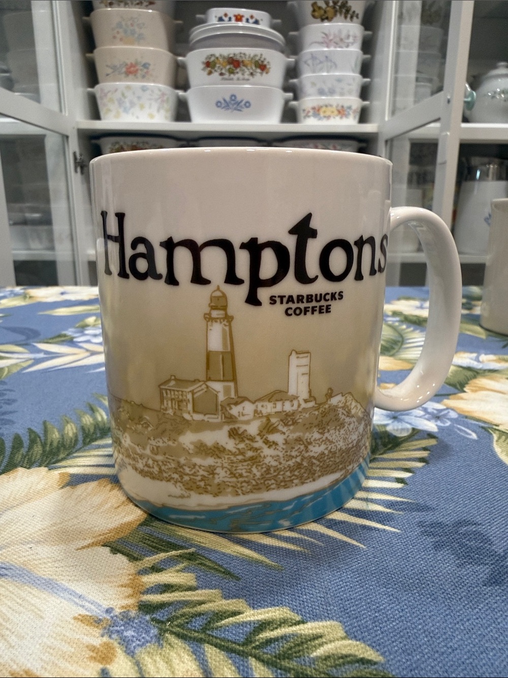 Starbucks Hamptons Ceramic Mug - White, Tan, Blue